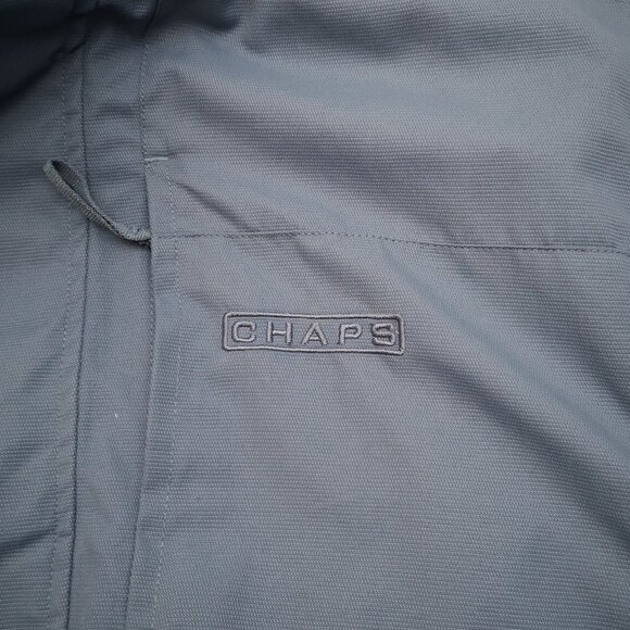 Chaps Men's Size Medium Blue Lined Jacket with Hood Hidden in Collar - Picture 7 of 13